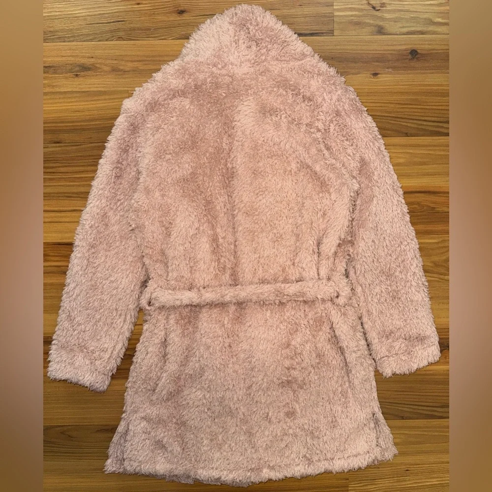 Natori Plush Teddy Robe S/M Blush Pink Spa Cozy Loungewear Belted
